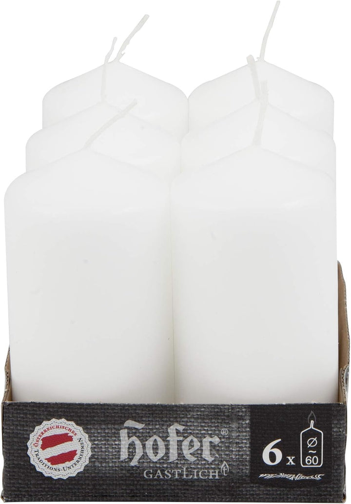 Hofer Stumpenkerzen Säulenkerzen, 18 Stück Set, Lange Brenndauer ca. 30 Stunden, Durchmesser 6 cm, H