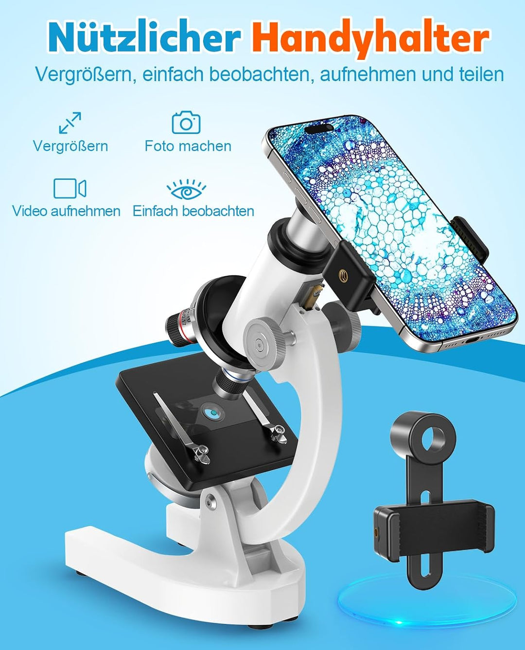 40X-2000X Mikroskop für Kinder Schüler Erwachsene: Biologie Monokulares Mikroskop für Labor, Zuhause