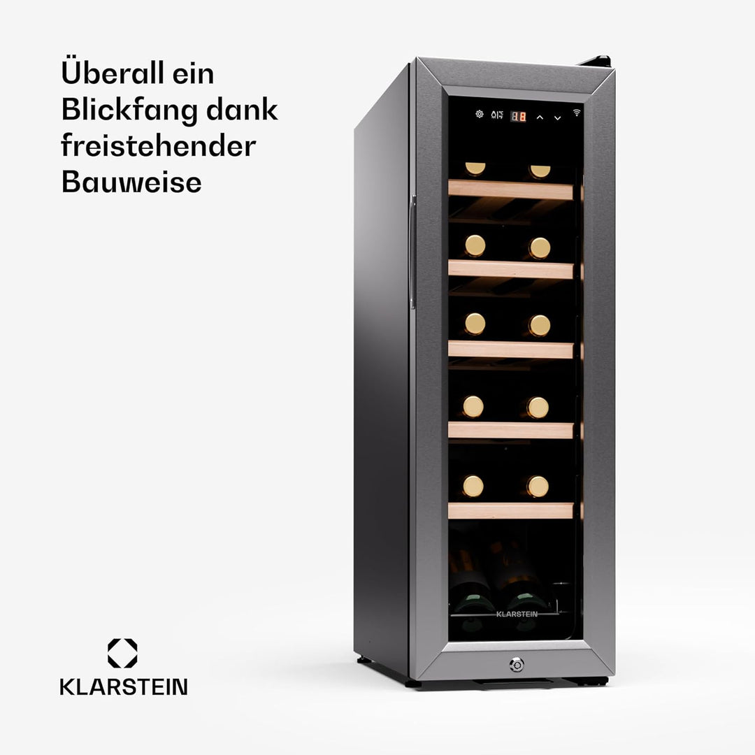 Klarstein Weinkühlschrank, 1 Zone Getränkekühlschrank, Indoor/Outdoor Kühlschrank, Freistehender Fla