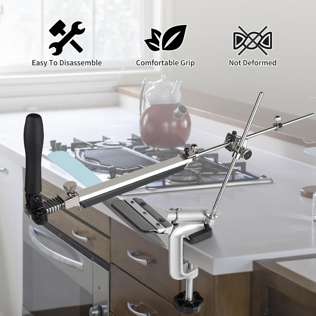 EXLECO 14Pcs Messerschärfer Profi Knife Sharpener Messerschleifer 360° Flip Drehung Messerschärfsyst