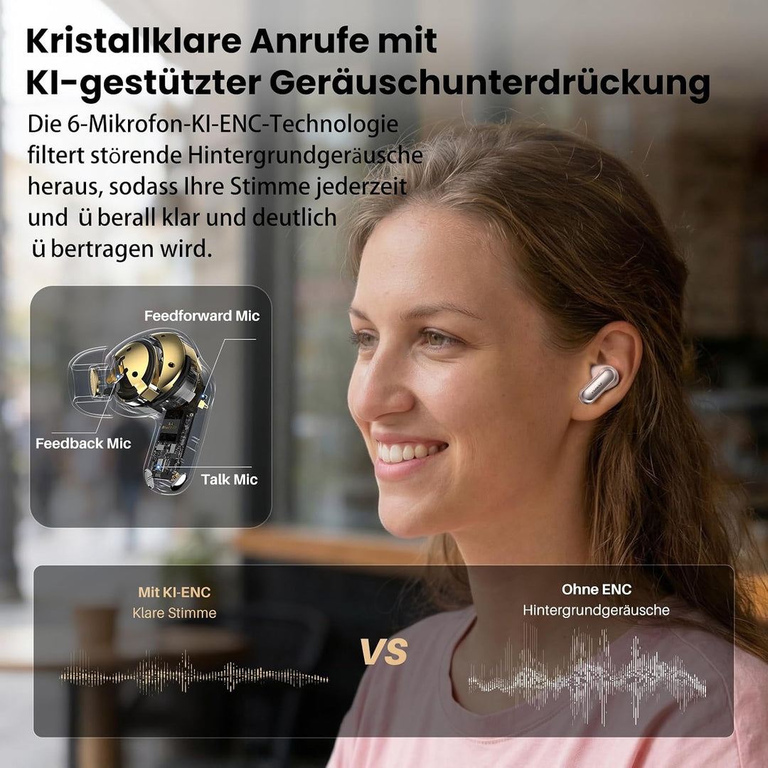 TOZO NC20 Pro Kabellose Bluetooth Kopfhörer mit Smart-Touchscreen, Adaptive Aktive Geräuschunterdrüc