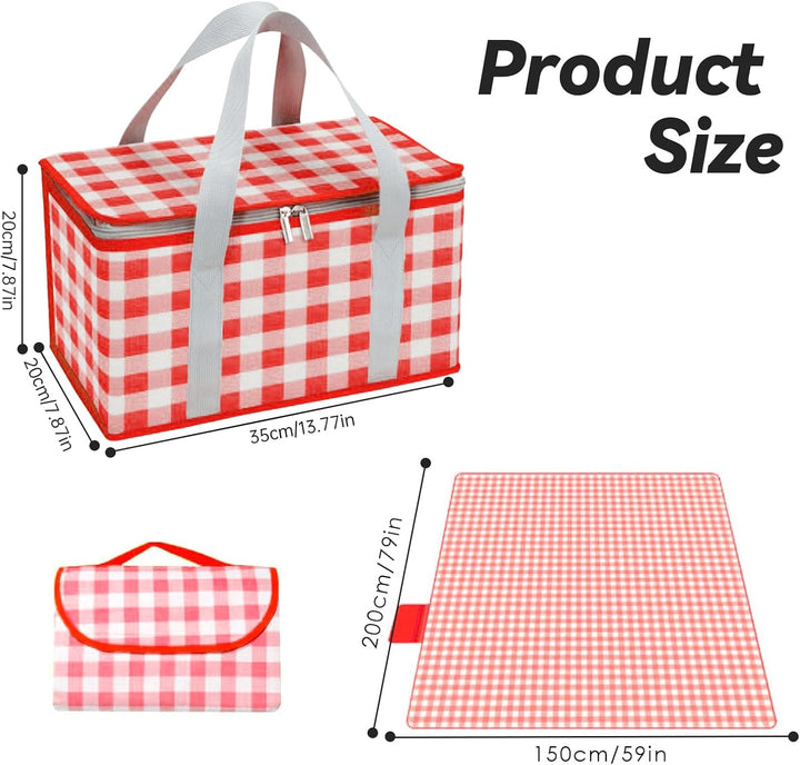 Isolierte Picknickkörbe, 35 x 20 x 20 cm Picknicktasche mit grossem Fassungsvermögen, mit Picknickde