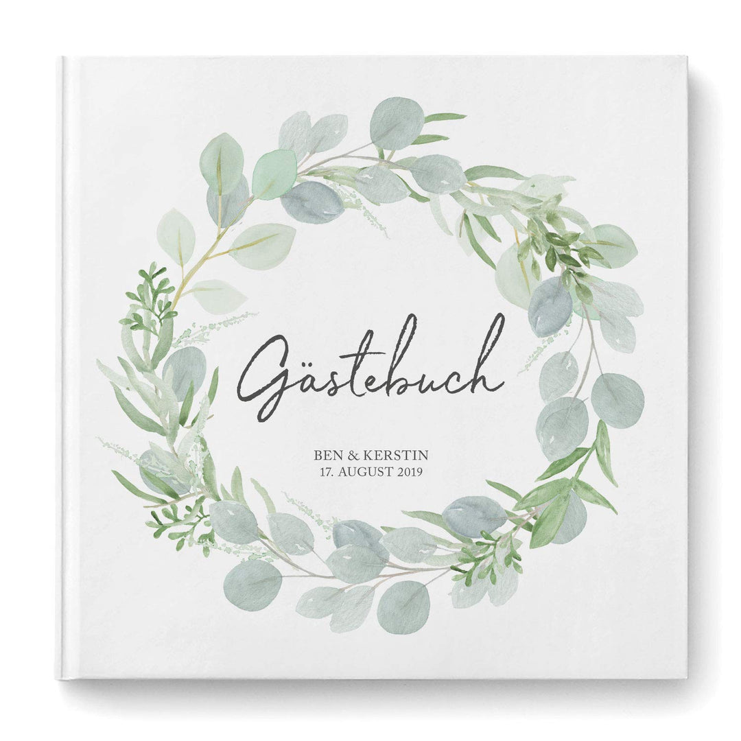 DeinWeddingshop Gästebuch Hochzeit - personalisiert - Hochzeitsgästebuch, Hardcover 21x21 cm (Inhalt