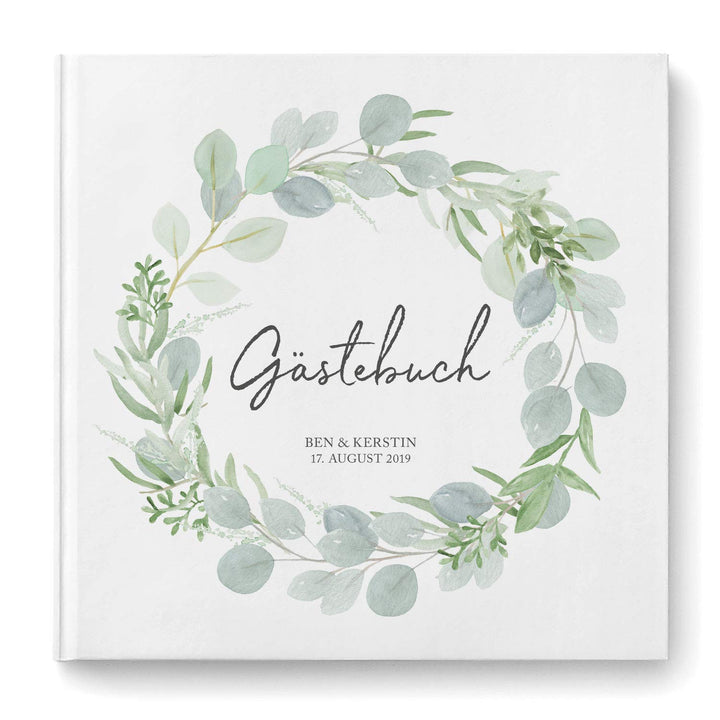 DeinWeddingshop Gästebuch Hochzeit - personalisiert - Hochzeitsgästebuch, Hardcover 21x21 cm (Inhalt