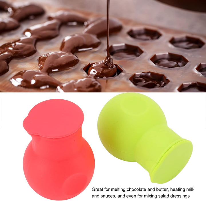 2 Stück Silikon-Schokoladen-Heiztopf, Roter und Grüner Schokoladen-Schmelztopf, Teiler, Schokoladen-