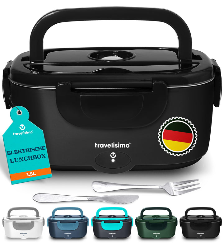 TRAVELISIMO Elektrische Lunchbox 80W Beheizbare Lunchbox, 1,5L Heat Box 3-in-1 Electric Lunch Box, W