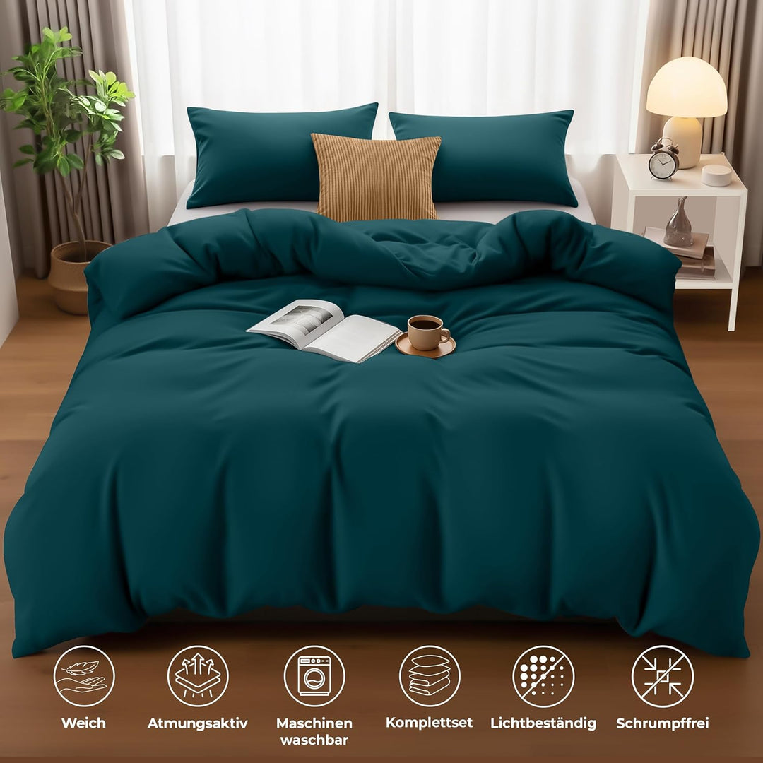 Utopia Bedding Bettwäsche 200x200 Set - Mikrofaser Bettbezug 200x200 cm + 2 Kissenbezüge 50x75 cm -