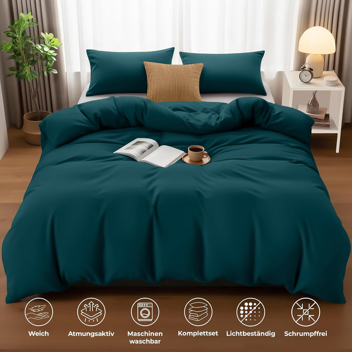 Utopia Bedding Bettwäsche 200x200 Set - Mikrofaser Bettbezug 200x200 cm + 2 Kissenbezüge 50x75 cm -