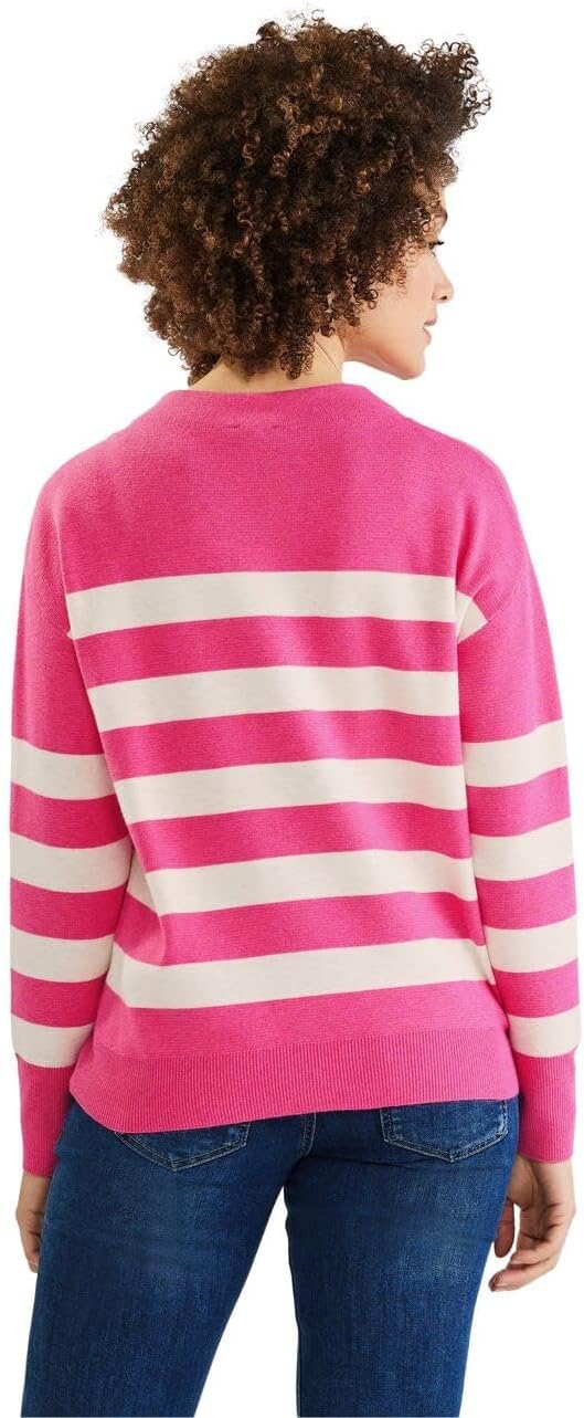 Street One Damen Strickpullover Gestreift 38 Berry Rose Melange, 38 Berry Rose Melange