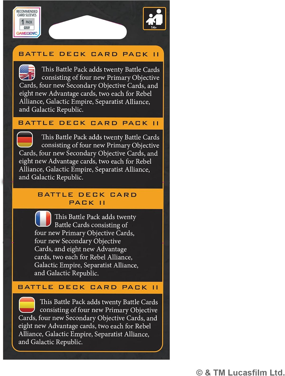 Asmodee, Star Wars: Legion – Battle Deck Card Pack II (Gefechtskarten-Set II), DE-Version, Tabletop-