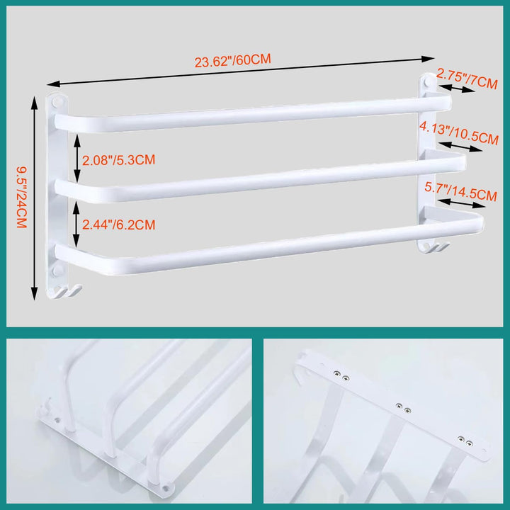Juego de Accesorios para baño de 60cm White, Handtuchhalter weiss, Handtuchhalter Bad, Handtuchhalte