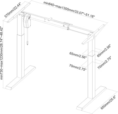 PureMounts Elektrisch höhenverstellbares Schreibtisch Gestell, Breite einstellbar für alle Tischplat