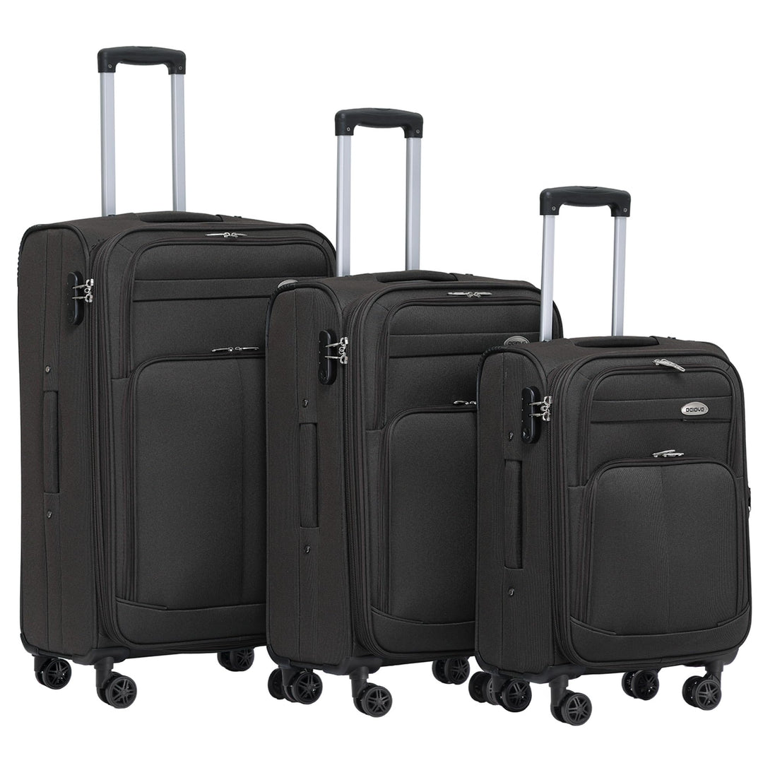BEIBYE Leichter Stoffkoffer Kofferset Trolley Aussentaschen Dehungsfuge mehr Stauraum mit Zahlenschl