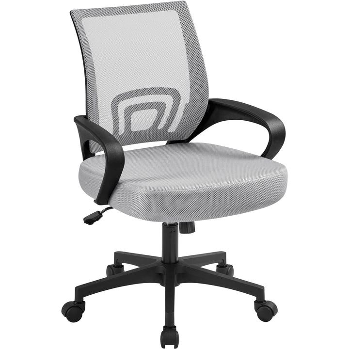 Yaheetech Bürostuhl, Ergonomischer Schreibtischstuhl mit Netzbespannung und Armlehnen, Drehstuhl aus