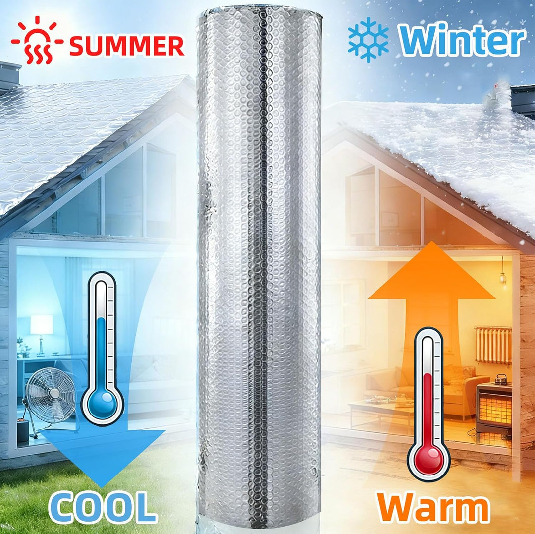 150 cm x 2.5 m Aluminisierte Isolierfolie, Multifunktional 3mm Dicke Doppelseitige Aluminium-Luftpol