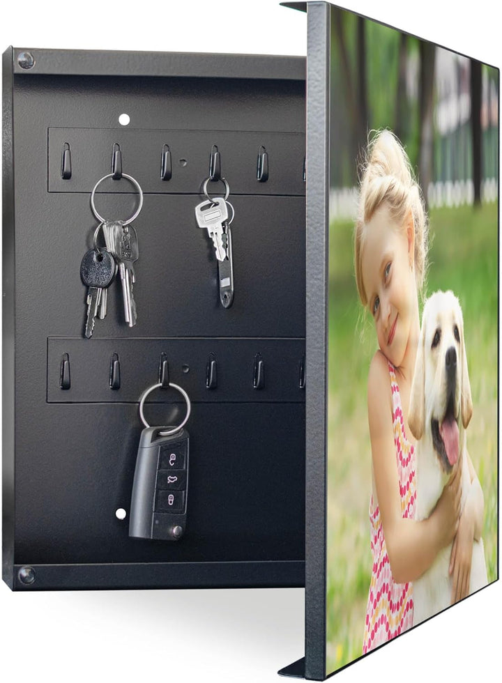 banjado® Grosser Schlüsselkasten Glas/Schlüsselbox 30cm x 30cm mit 50 Haken - Motiv Wunschmotiv/Schl