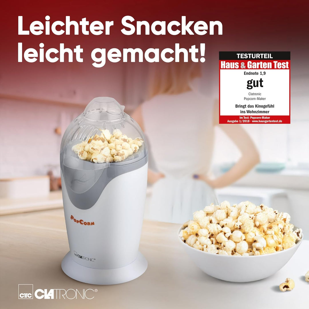 Clatronic Popcornmaschine, schnelle Zubereitung, Popcorn in 2 Min., Herstellung mit Heissluft, ohne