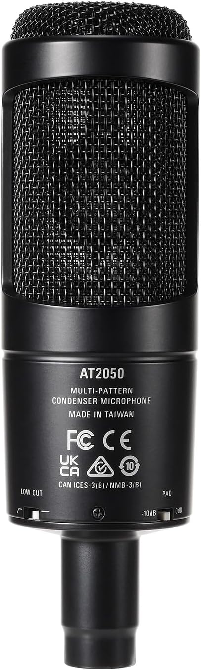 Audio-Technica 2050 Kondensatormikrofon mit Umschaltbaren Richtcharakteristika Schwarz Studio, Studi