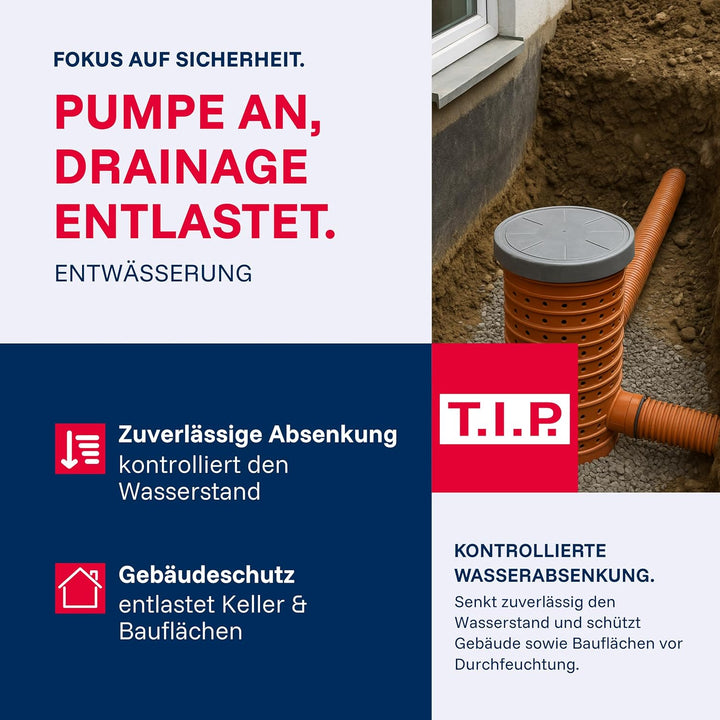 T.I.P. 30191 I-Compac 13000 Schmutzwasser Drainage-Tauchpumpe (bis 13.000 l/h Fördermenge, Förderhöh