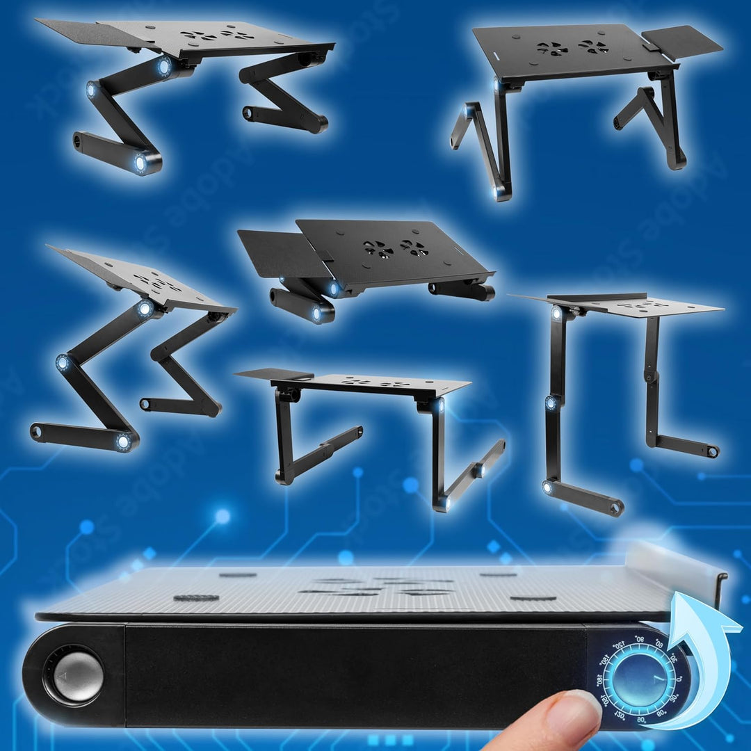 Duronic DML141 höhenverstellbarer Laptopständer mit Laptopkühler und Mousepad, Erhöhung für Laptop b