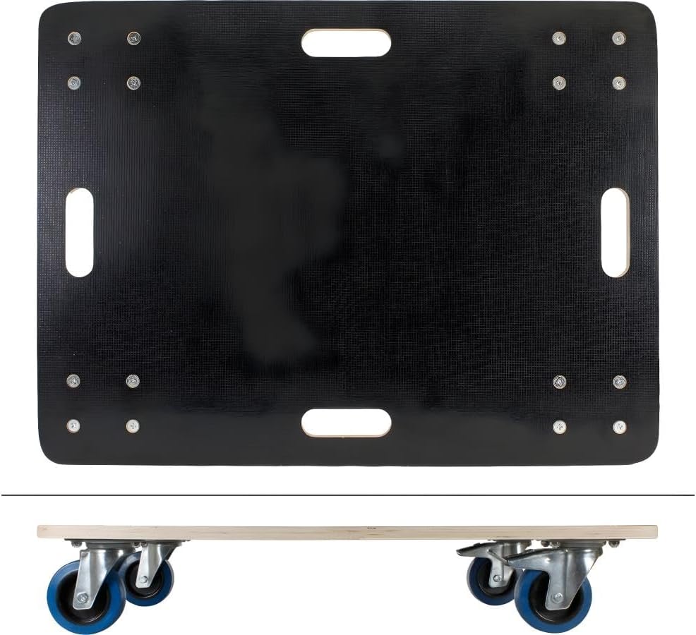 ECD Germany Transportroller mit 2x Feststellbremse 60 x 80 cm bis 800kg Siebdruckplatte - PP-Räder R