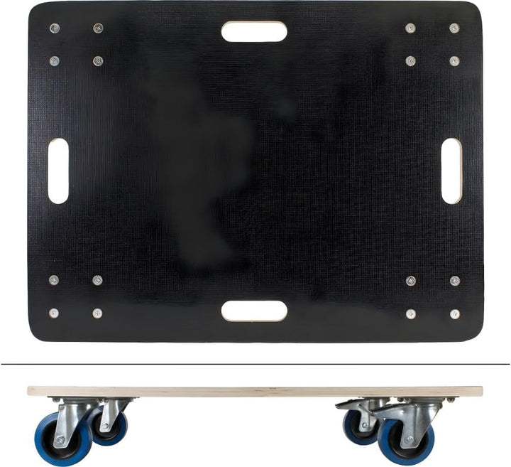 ECD Germany Transportroller mit 2x Feststellbremse 60 x 80 cm bis 800kg Siebdruckplatte - PP-Räder R