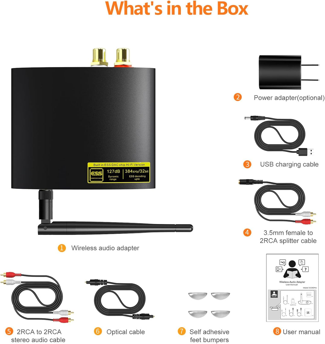 1Mii DS200 Pro HiFi Bluetooth Receiver mit LDAC & Audiophile DAC, Bluetooth 5.3 Audio Empfänger mit
