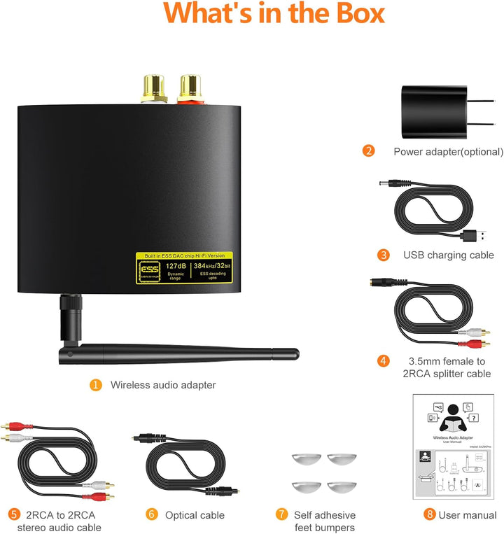 1Mii DS200 Pro HiFi Bluetooth Receiver mit LDAC & Audiophile DAC, Bluetooth 5.3 Audio Empfänger mit