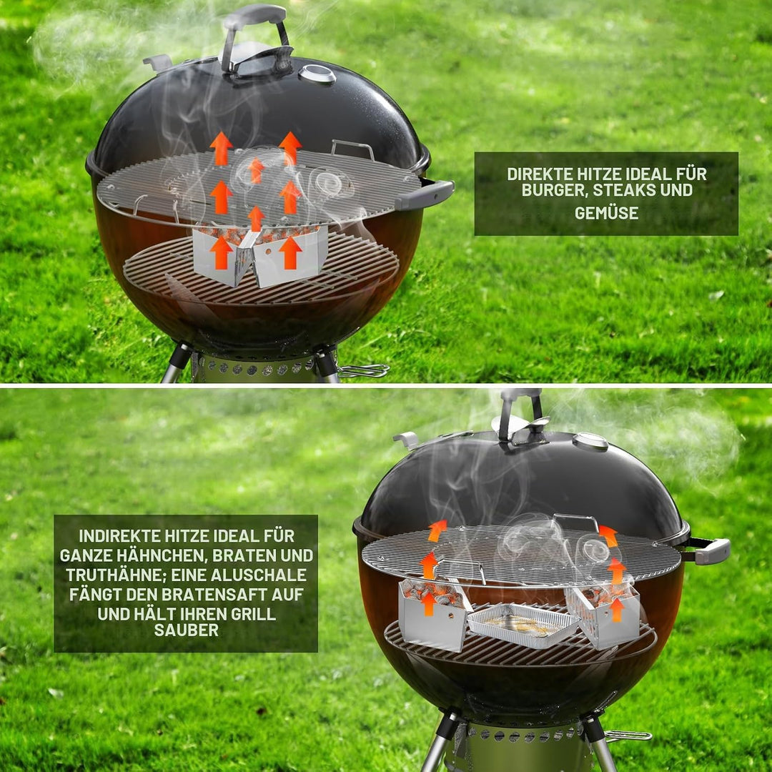 onlyfire Char-Basket 2 Stück, Edelstahl Holzkohlekörbe für Direktes und Indirektes Grillen, Kohlekör