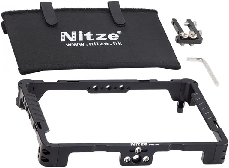 Nitze 17,8 cm (7 Zoll) Feldmonitorkäfig mit Sonnenblende und Kabelklemme, kompatibel mit Feelworld F