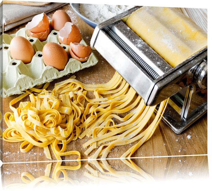 Nudelmaschine Pasta Italia Format: 100x70 auf Leinwand, XXL riesige Bilder fertig gerahmt mit Keilra