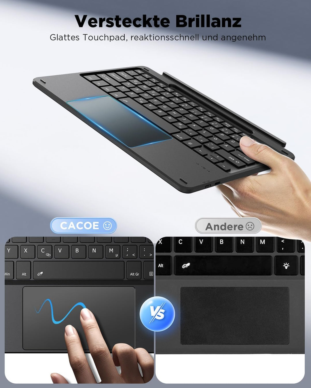 CACOE Bluetooth Tastatur für Surface Pro 12, Ultraslim Keyboard Type Cover für Surface Pro, 7-Farben