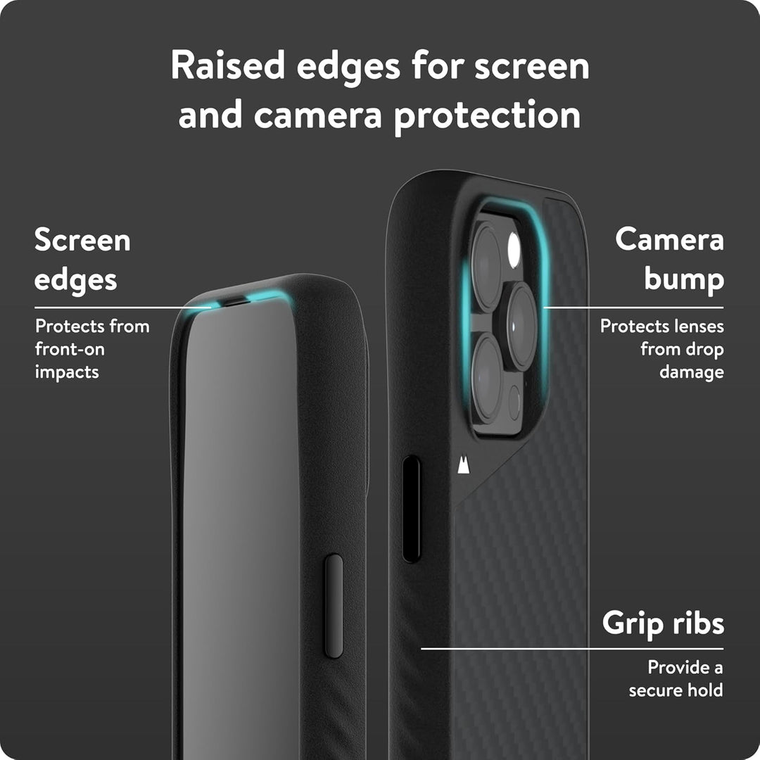 Mous Hülle für iPhone 15 Pro Max MagSafe Kompatibel Case - Limitless 5.0 - Carbonfaser - Handyhülle