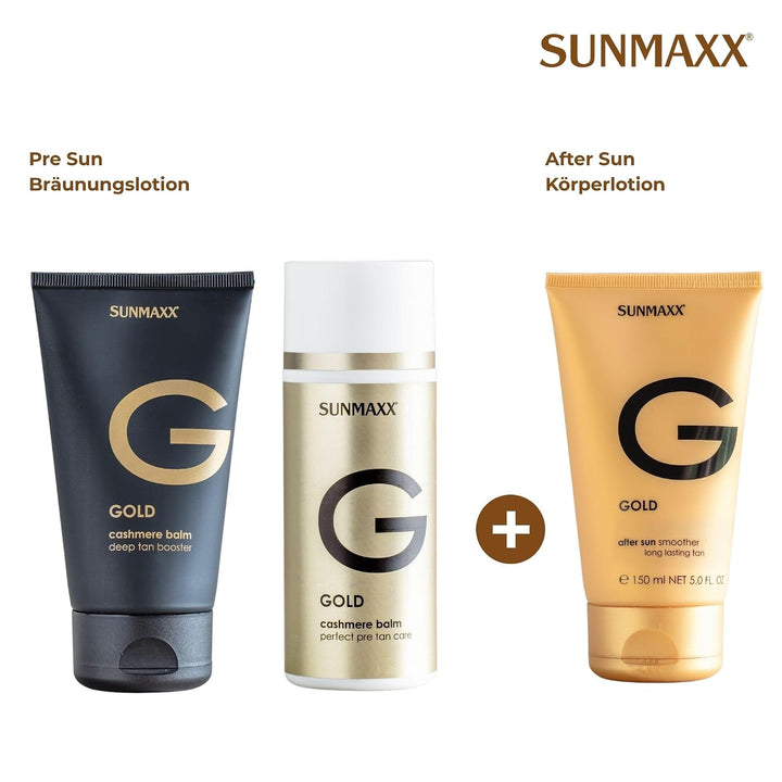 SUNMAXX GOLD Cashmere balm deep tan booster - black edition | 150 ml I Pre Sun Pflege I Cashmere Gef