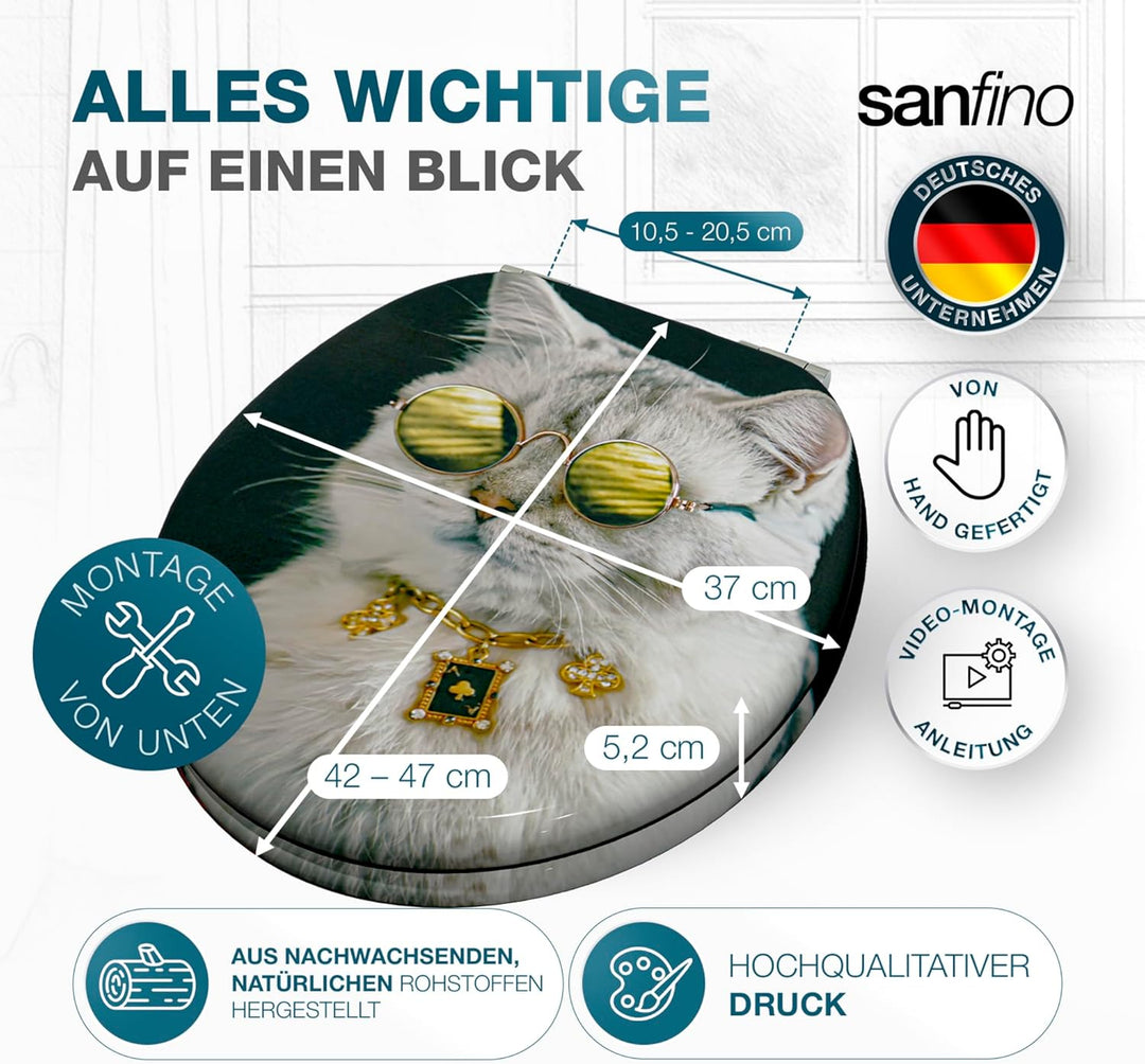 Premium WC Sitz mit Absenkautomatik – hochwertige Toilettendeckel aus Holz, viele bunte Motive, hohe