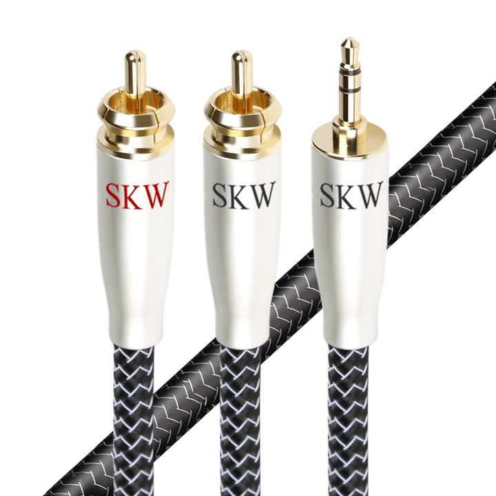 High End 3.5mm Klinke auf Cinch Kabel, Kupfer und Silberlitzendrähte 3.5mm Klinke auf 2RCA Y Splitte