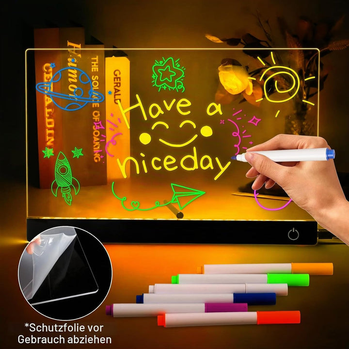 LED Notiztafel mit Farben, 30x20 CM Leuchtendes LED Zeichenbrett für Kinder, 6 Farben Einstellbar 4