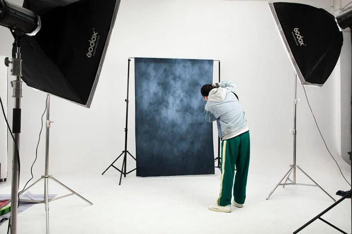 Kate Backdrop Photography 1.5x2.2m/5x7ft Klassische strukturierte Blaue Figur Fotografie Aufnahme Hi