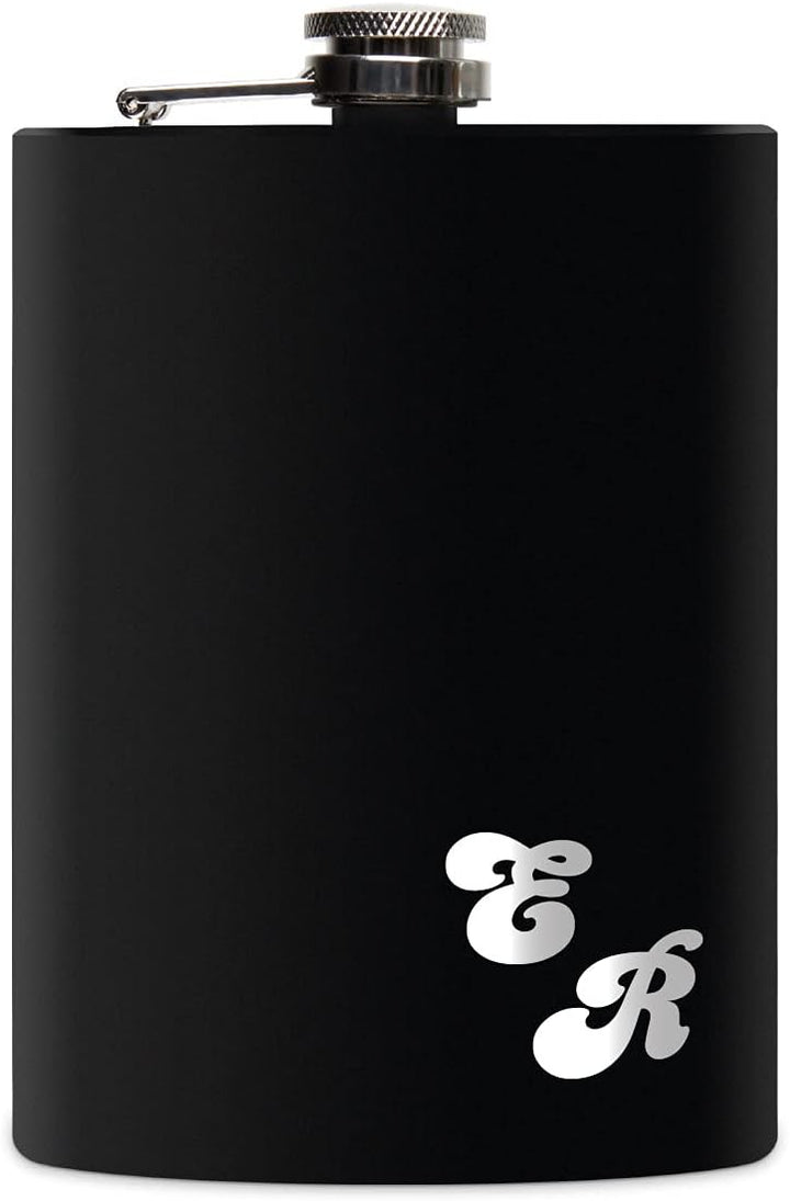 Edelstahl Flachmann 237 ml schwarz matt lackert inkl. individuelle Gravur in Silber von Paule Black