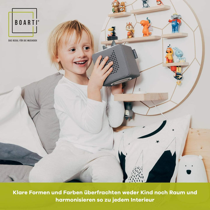 BOARTI das Original Kinder Regal Buchstabe „L“, small in Lindgrün - geeignet für die Toniebox und ca