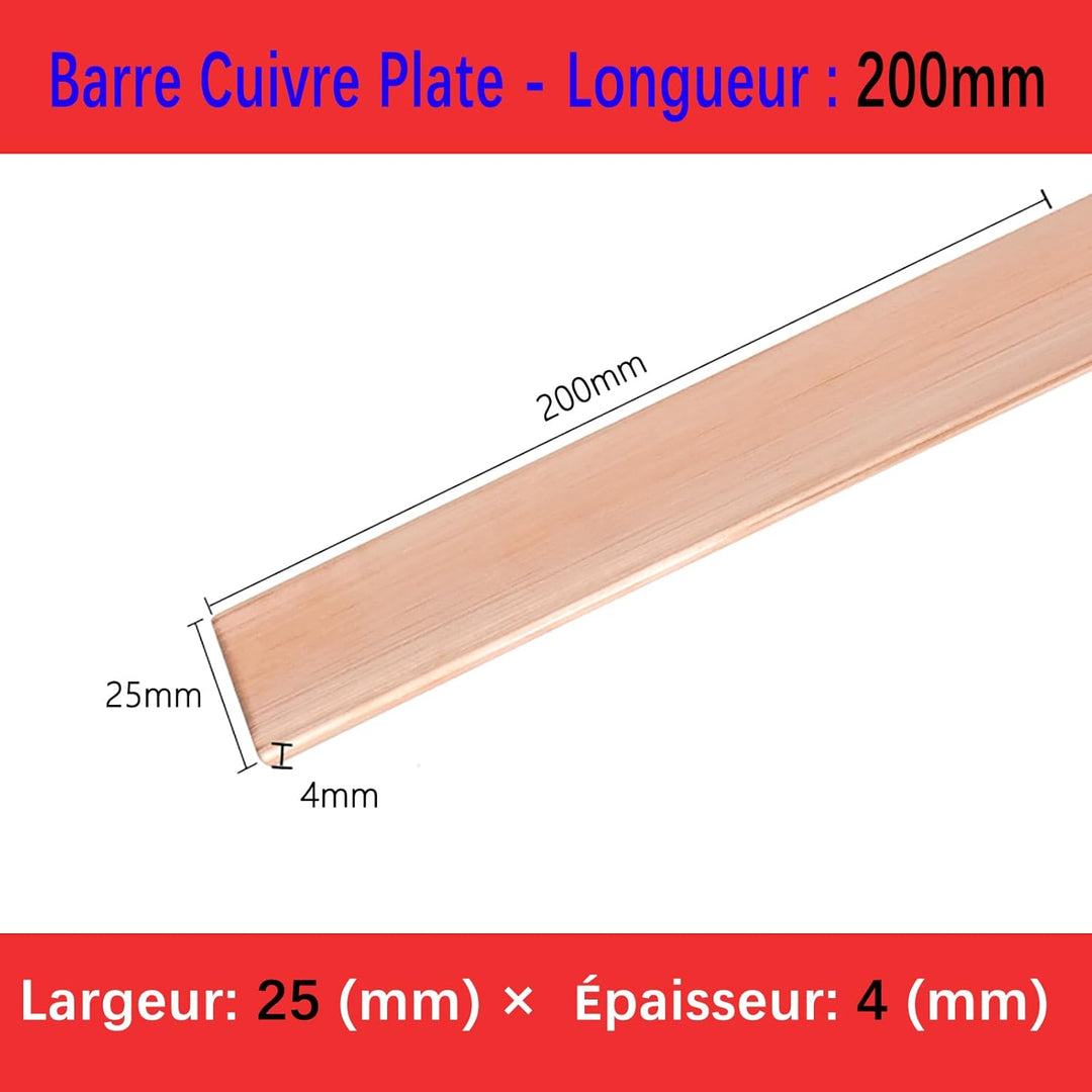 Flachplatte aus Kupfer, 4 mm x 25 mm x 200 mm, 1 Stück T2, reines Kupfer, flach, Kupferblech, 4 mm d