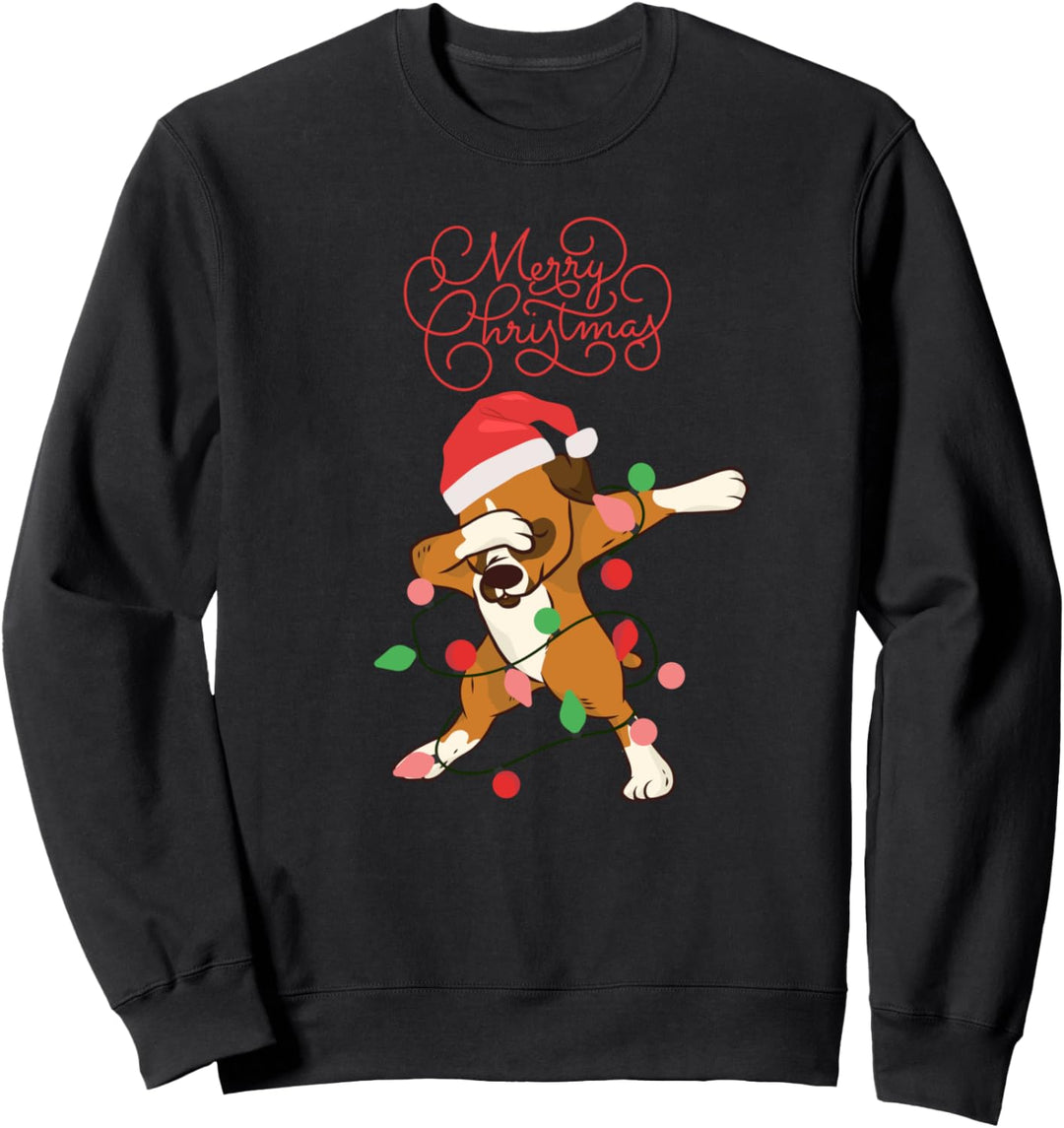 Dabbing Boxer Merry Christmas Xmas Deutsche Boxer Weihnachts Sweatshirt