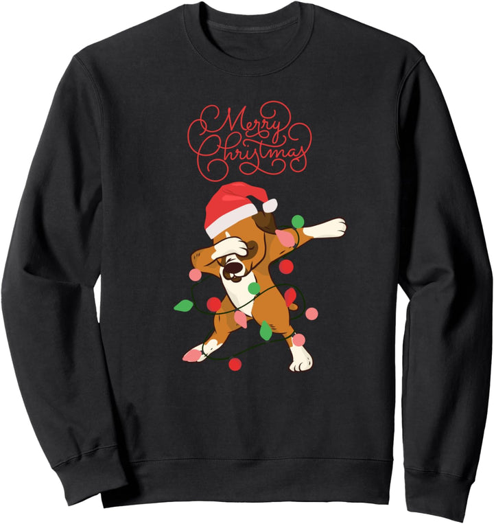 Dabbing Boxer Merry Christmas Xmas Deutsche Boxer Weihnachts Sweatshirt