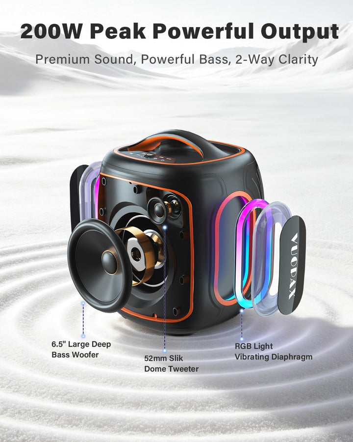 Bluetooth Lautsprecher Gross 120W, Tragbare Musikbox mit kraftvollem Sound, 6,5&