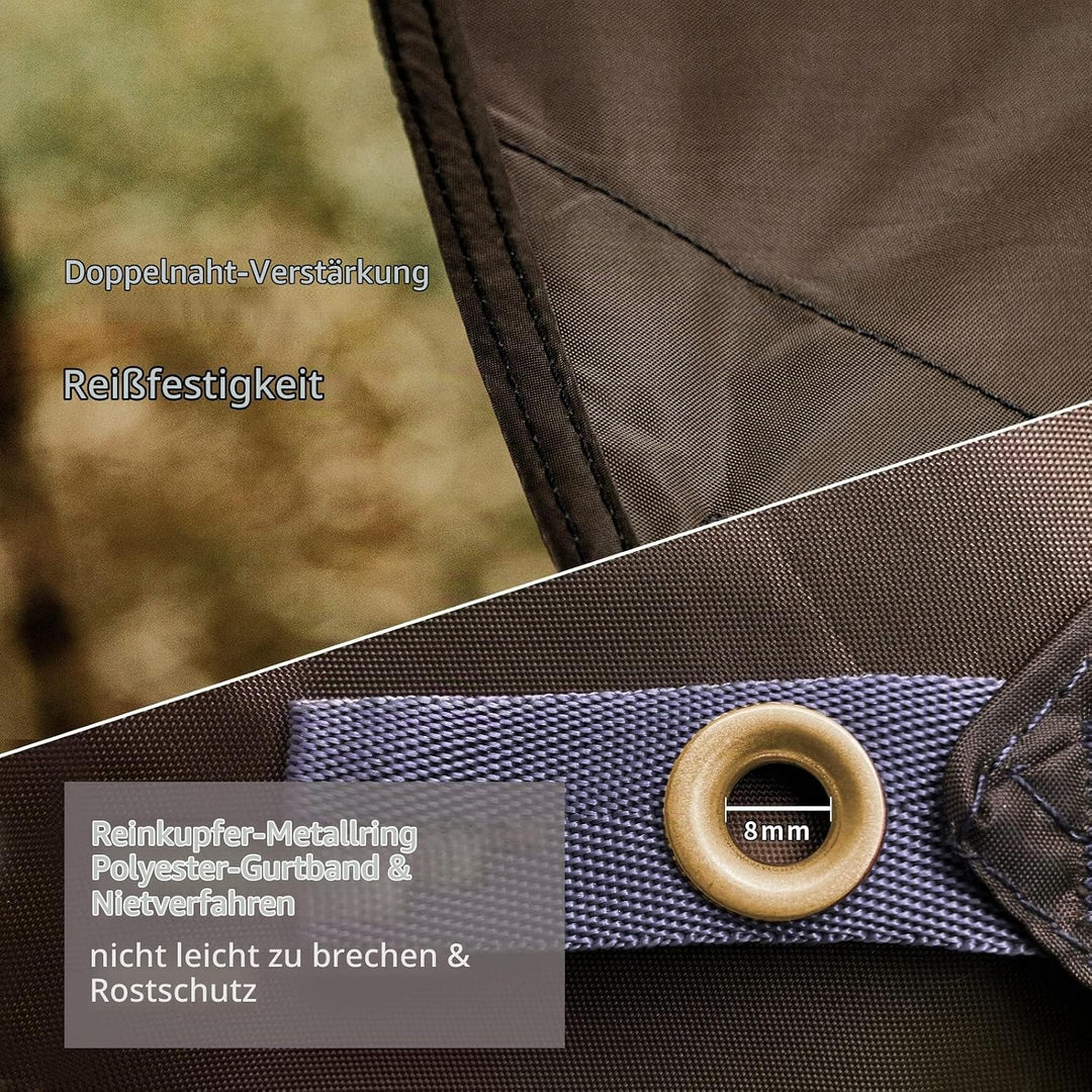 Unigear Zeltplane wasserdicht, 350x290cm/450x420cm sechseckig Tarp mit Ösen + 6 Aluminium Erdnägel+