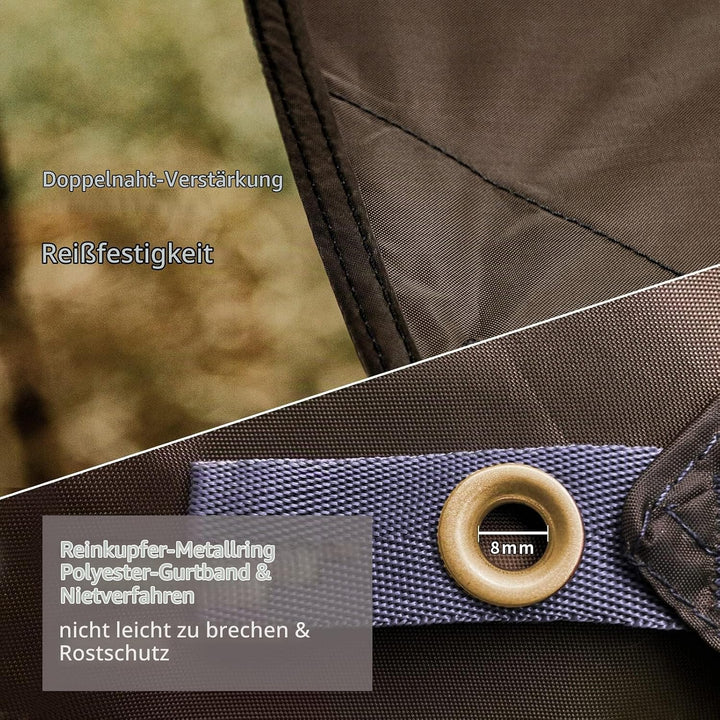 Unigear Zeltplane wasserdicht, 350x290cm/450x420cm sechseckig Tarp mit Ösen + 6 Aluminium Erdnägel+