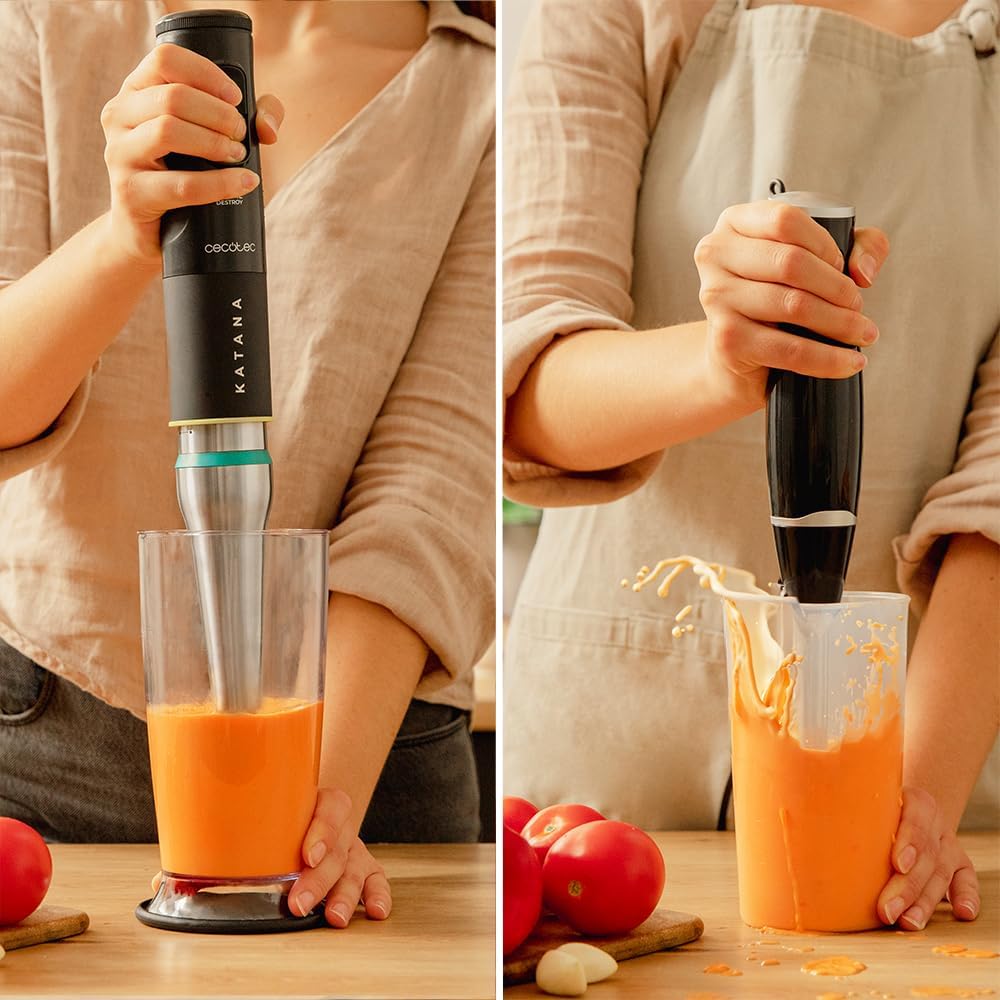 Cecotec Tragbarer Stabmixer PowerTwist Battery, 50 W, Mixen und Kneten, wiederaufladbar über USB, 40