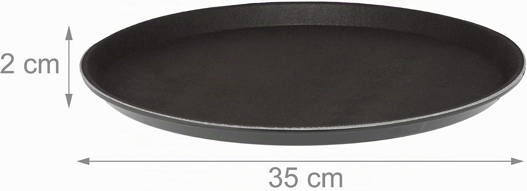 Relaxdays Serviertablett 3er Set, rund Ø 35 cm, Bartablett, rutschfeste Oberfläche, Kellnertablett G