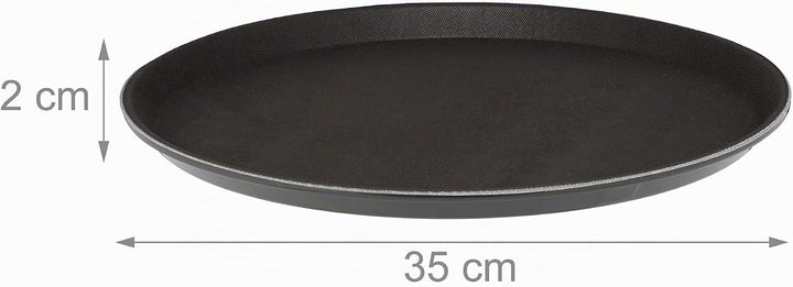 Relaxdays Serviertablett 3er Set, rund Ø 35 cm, Bartablett, rutschfeste Oberfläche, Kellnertablett G