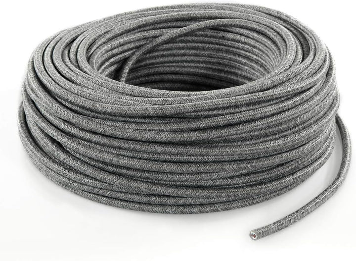 Textilkabel für Lampe, Stoffkabel 3-adrig (3x1,50mm²) - Canvas Grau. Made in Italy (10 Meter), 10 Me